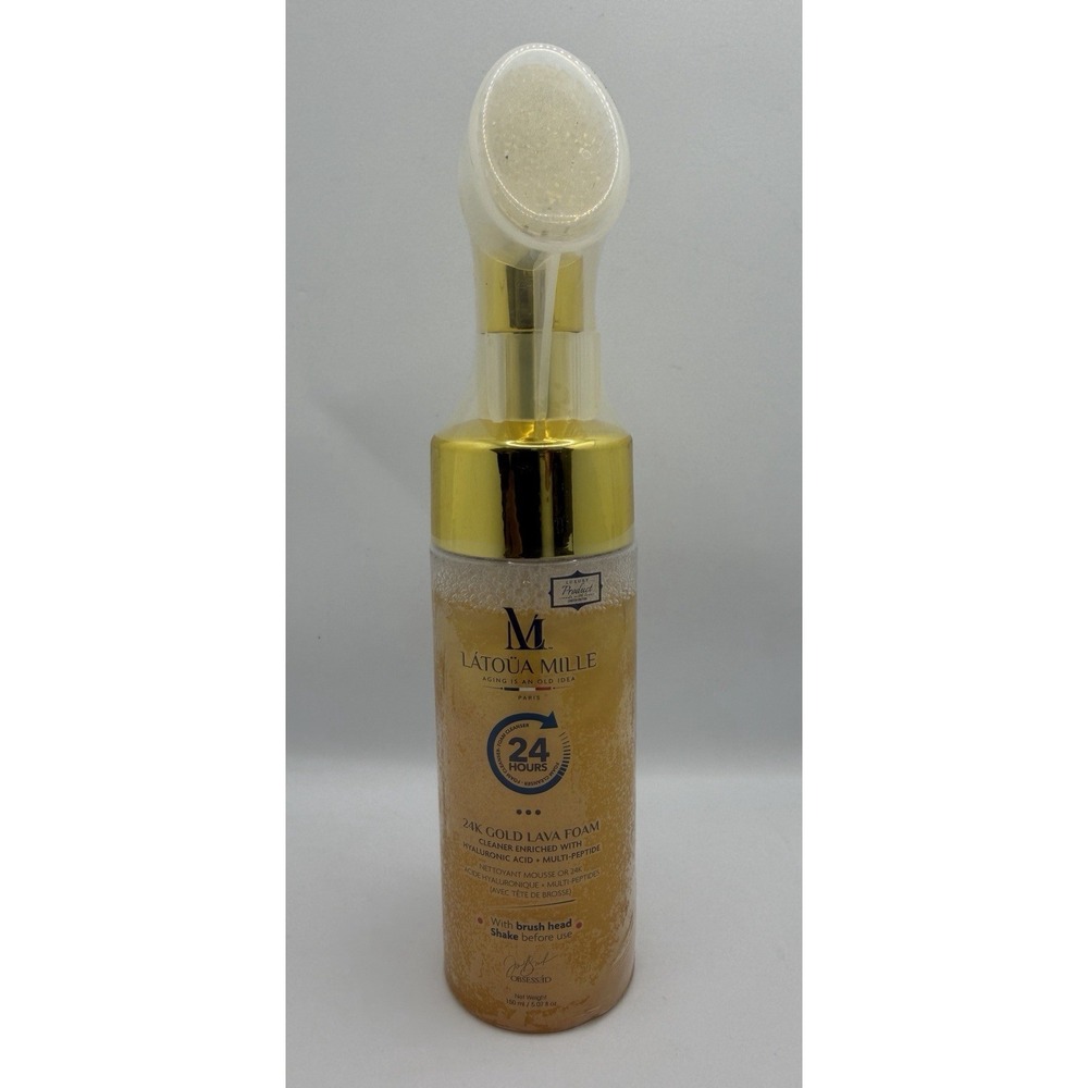 Latoua Mille 24K Gold Lava Foam Hyaluronic Acid + Multi Peptide with Brush Head